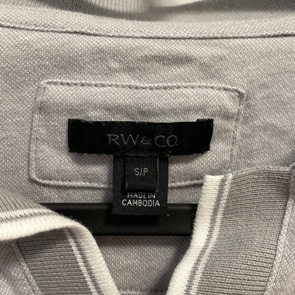 RW&Co Mens Gray Short Sleeve Polo with White Detailing - Picture 4 of 5